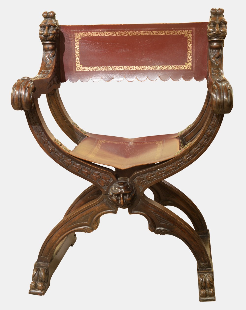 19th Century Italian Walnut X Frame Chair View IV