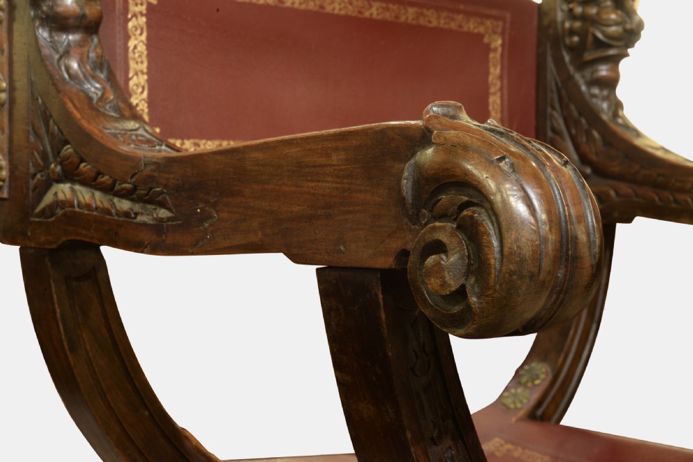 19th Century Italian Walnut X Frame Chair View V