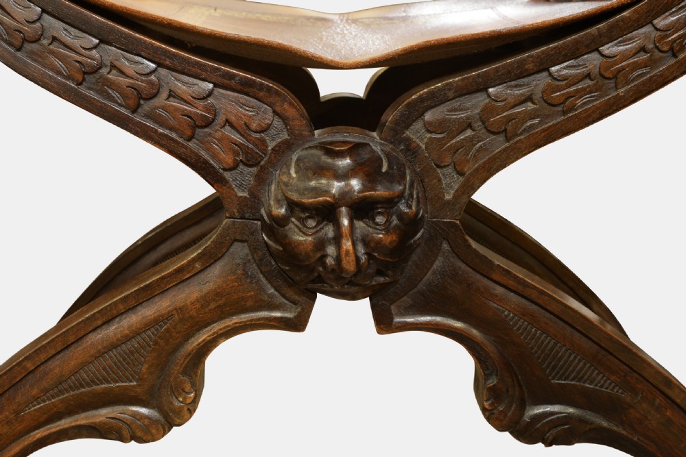 19th Century Italian Walnut X Frame Chair View VI