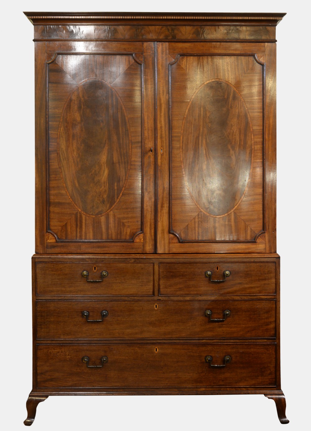 18th Century Mahogany Linen Press