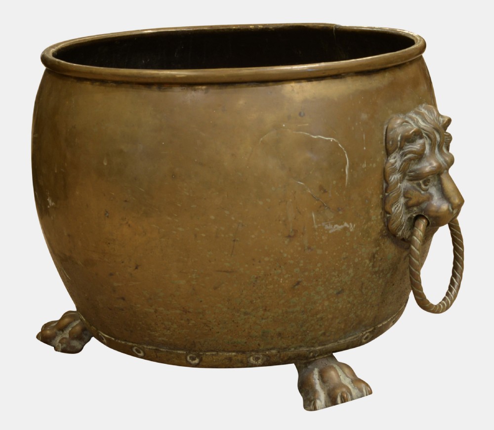 19th Century Brass Log Bucket View II