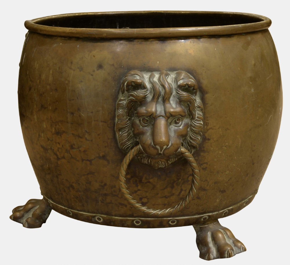 19th Century Brass Log Bucket View III