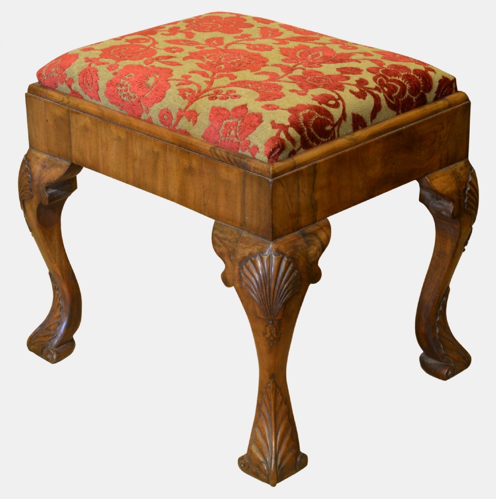 George I Style Walnut Framed Stool
