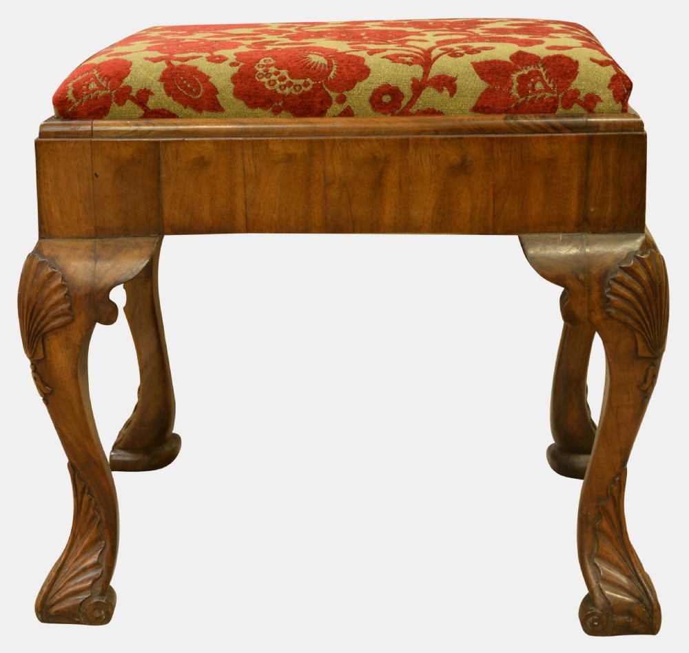 George I Style Walnut Framed Stool View II