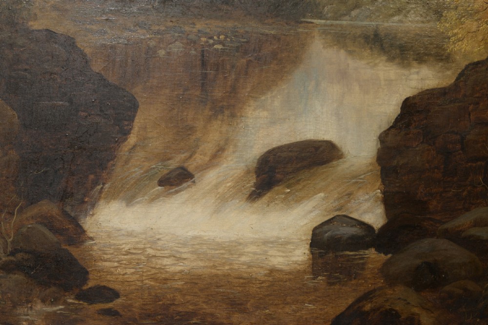 19th Century Oil on Canvas of a Waterfall View IV