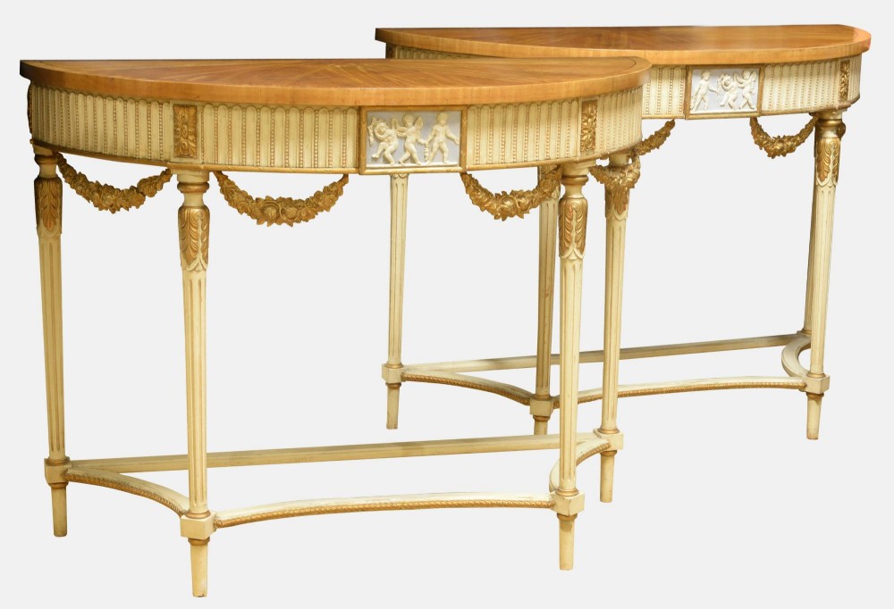 Decorative Pair of French Console Tables