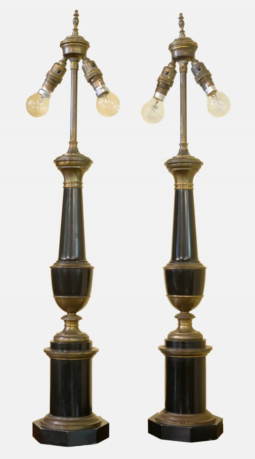 Ebonised & Brass Table Lamps