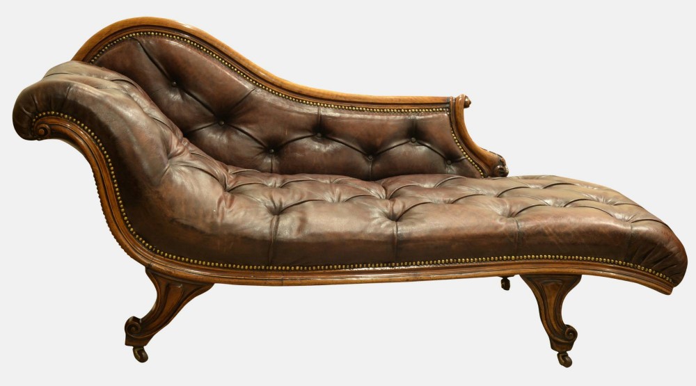 Early Victorian Leather Covered Chaise Longue