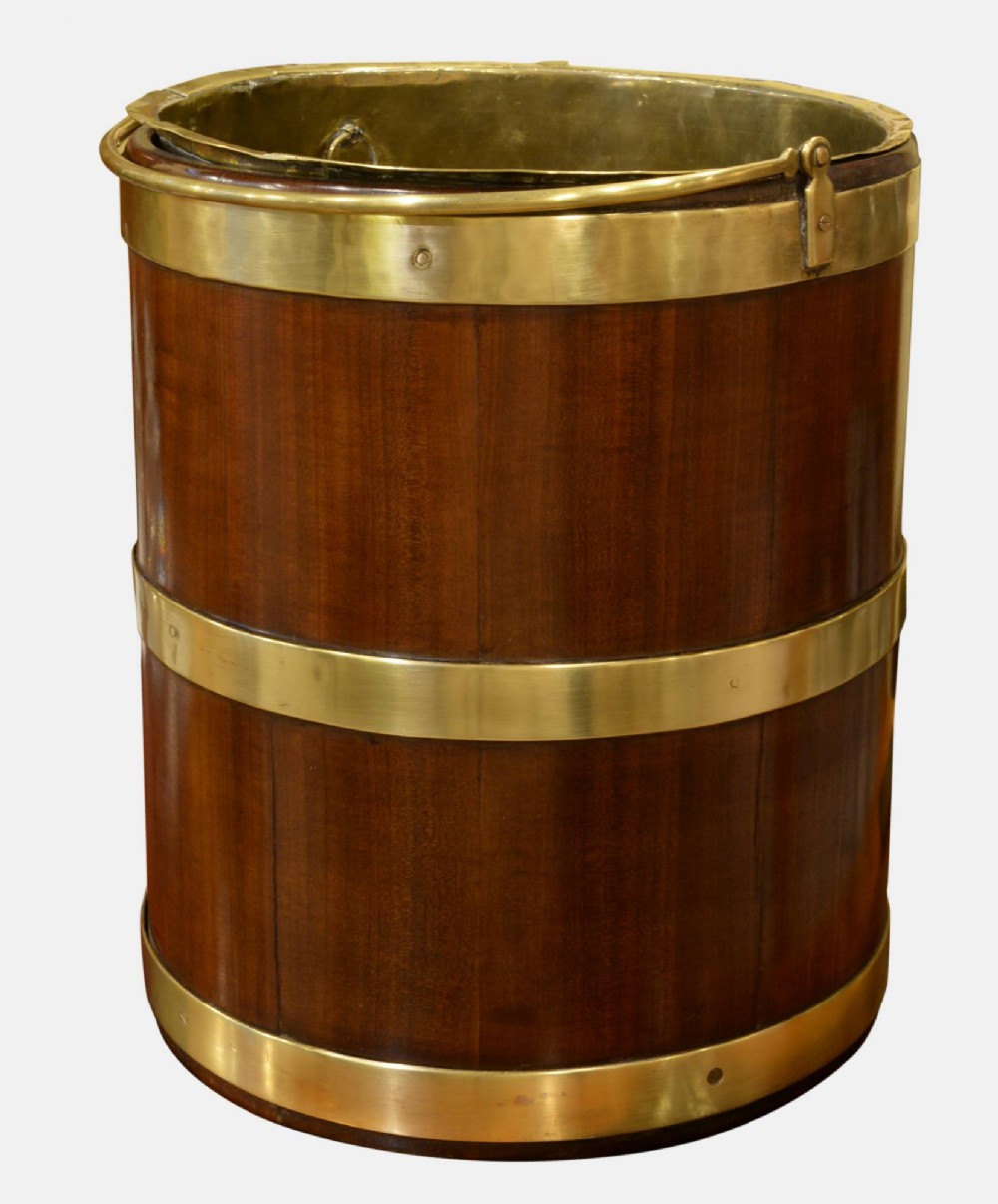 Circular Brass Bound Mahogany Bucket