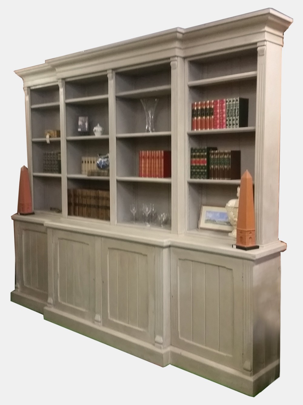 Large Painted Breakfront Bookcase