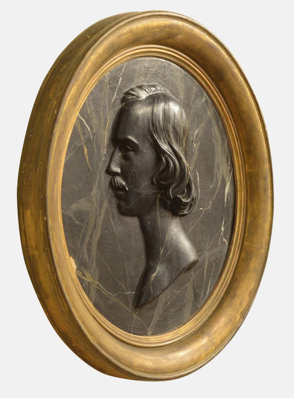 19th Century Marble Effect Mounted Portrait