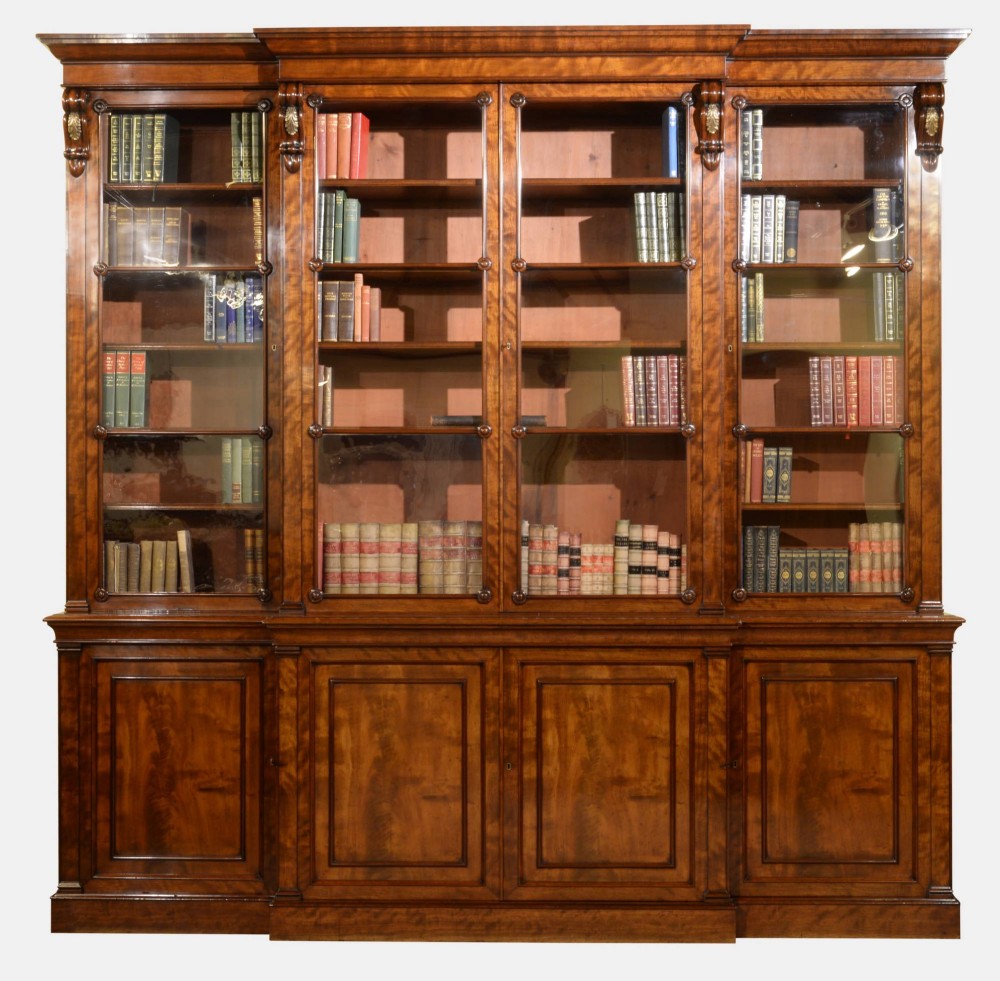 Quality Mahogany William IV Period Breakfront Bookcase