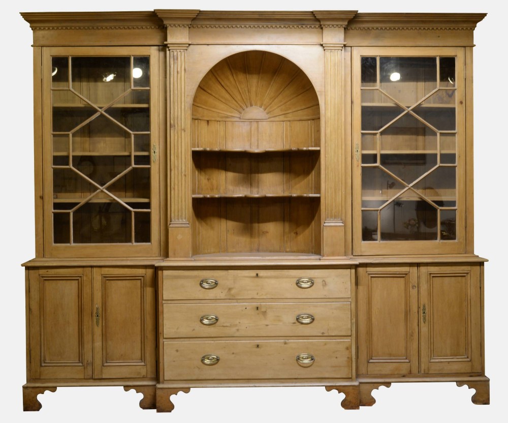 Pine Breakfront Bookcase