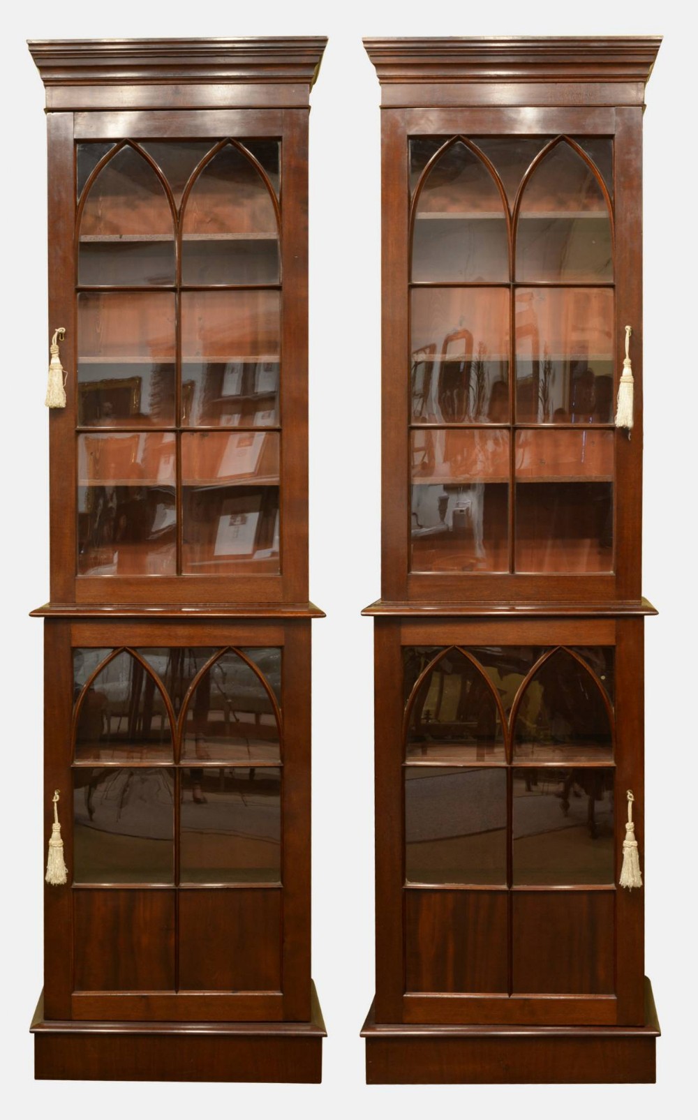 Pair of Gothic Style Mahogany Bookcases