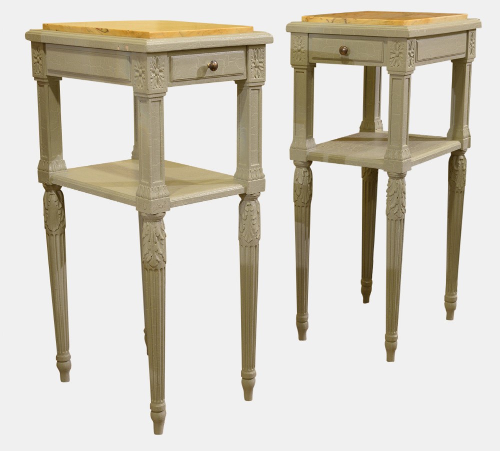 Pair of French Louis XVI Style Painted Nightstands