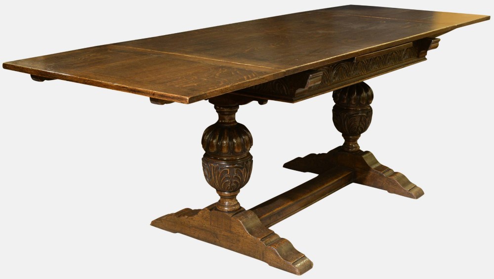 Carved Oak Draw Leaf Table