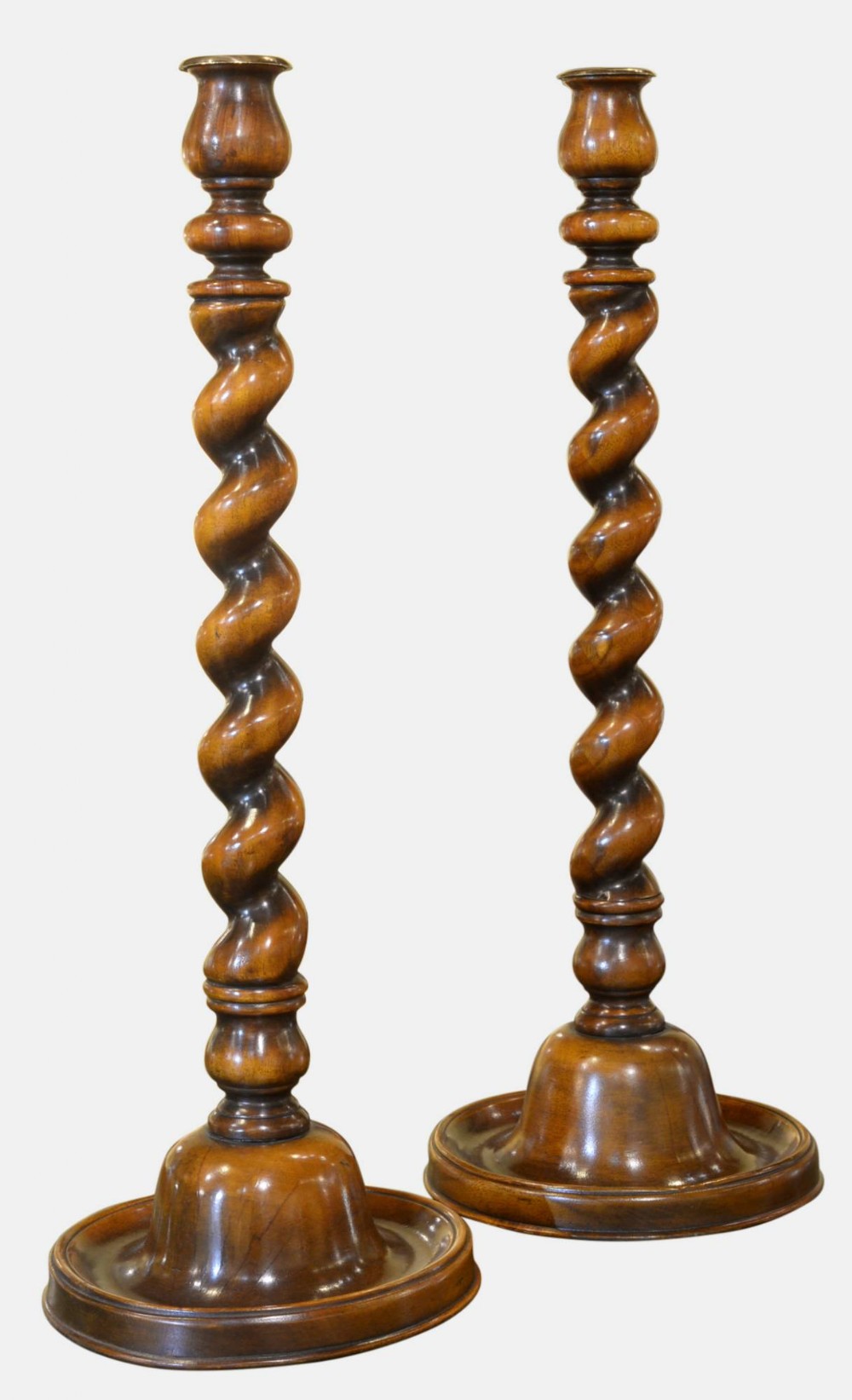 Pair of William & Mary Style Walnut Candlesticks