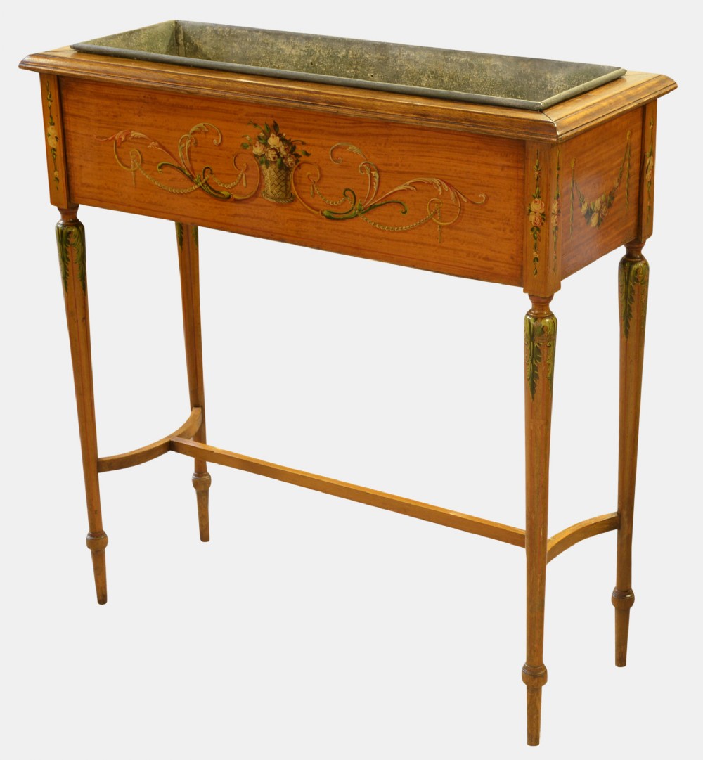 Satinwood Jardiniere with Painted Decoration
