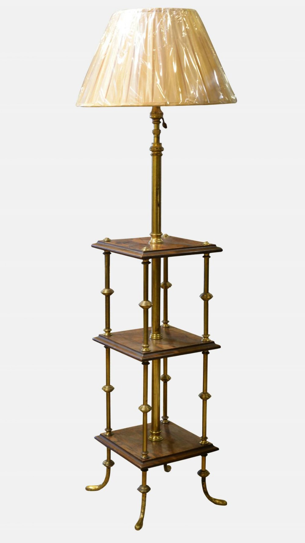 Edwardian Rosewood and Brass Standard Lamp
