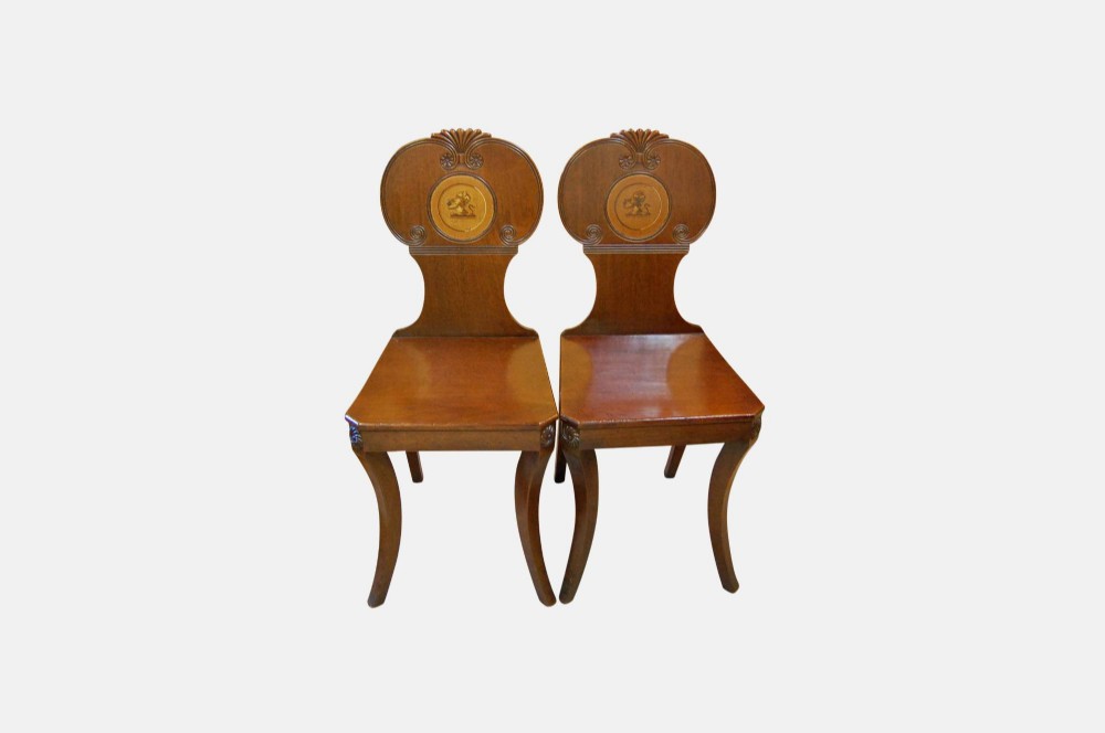 A Pair of Hall Chairs

