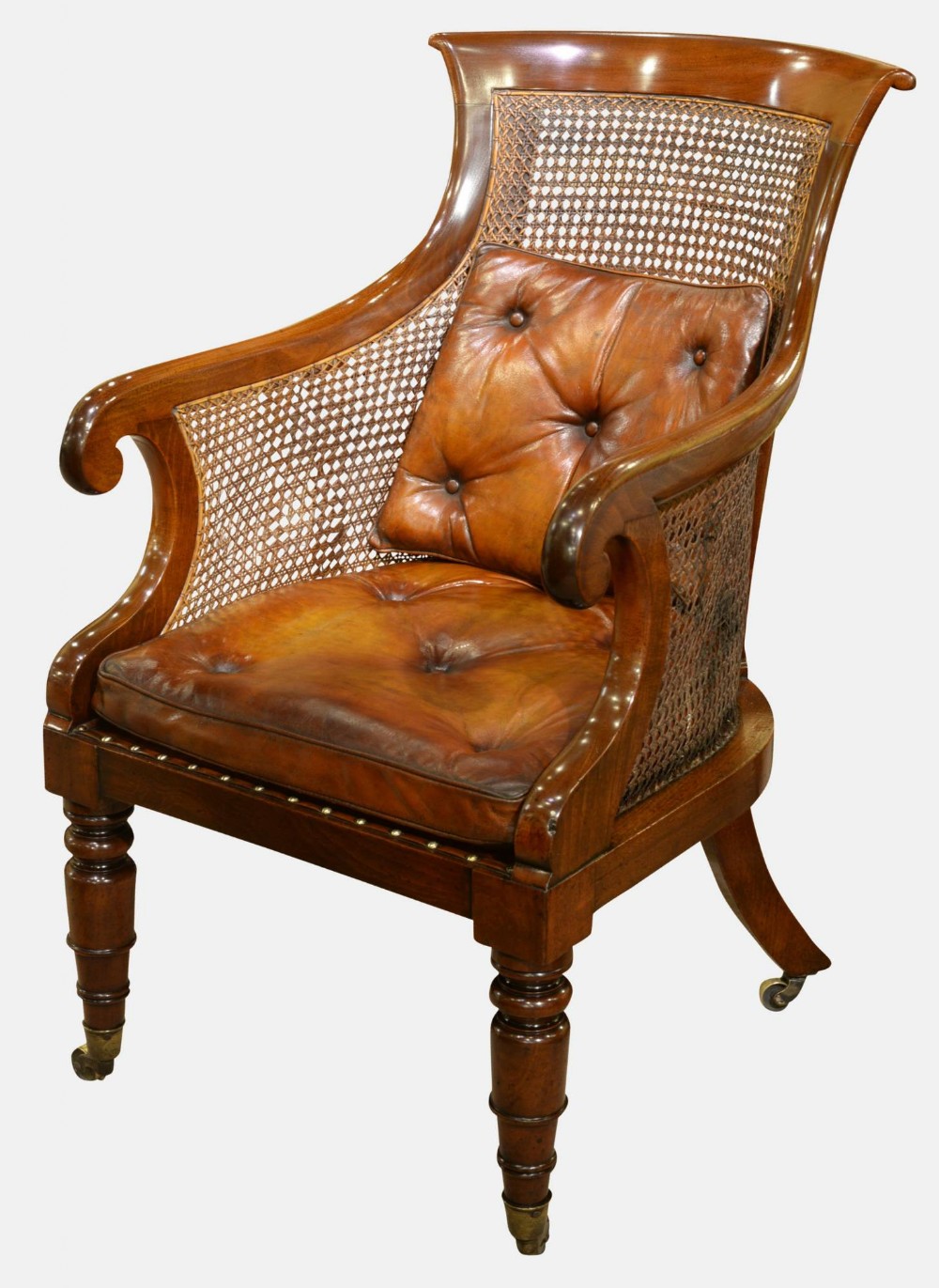 Regency Mahogany Bergere Library Chair