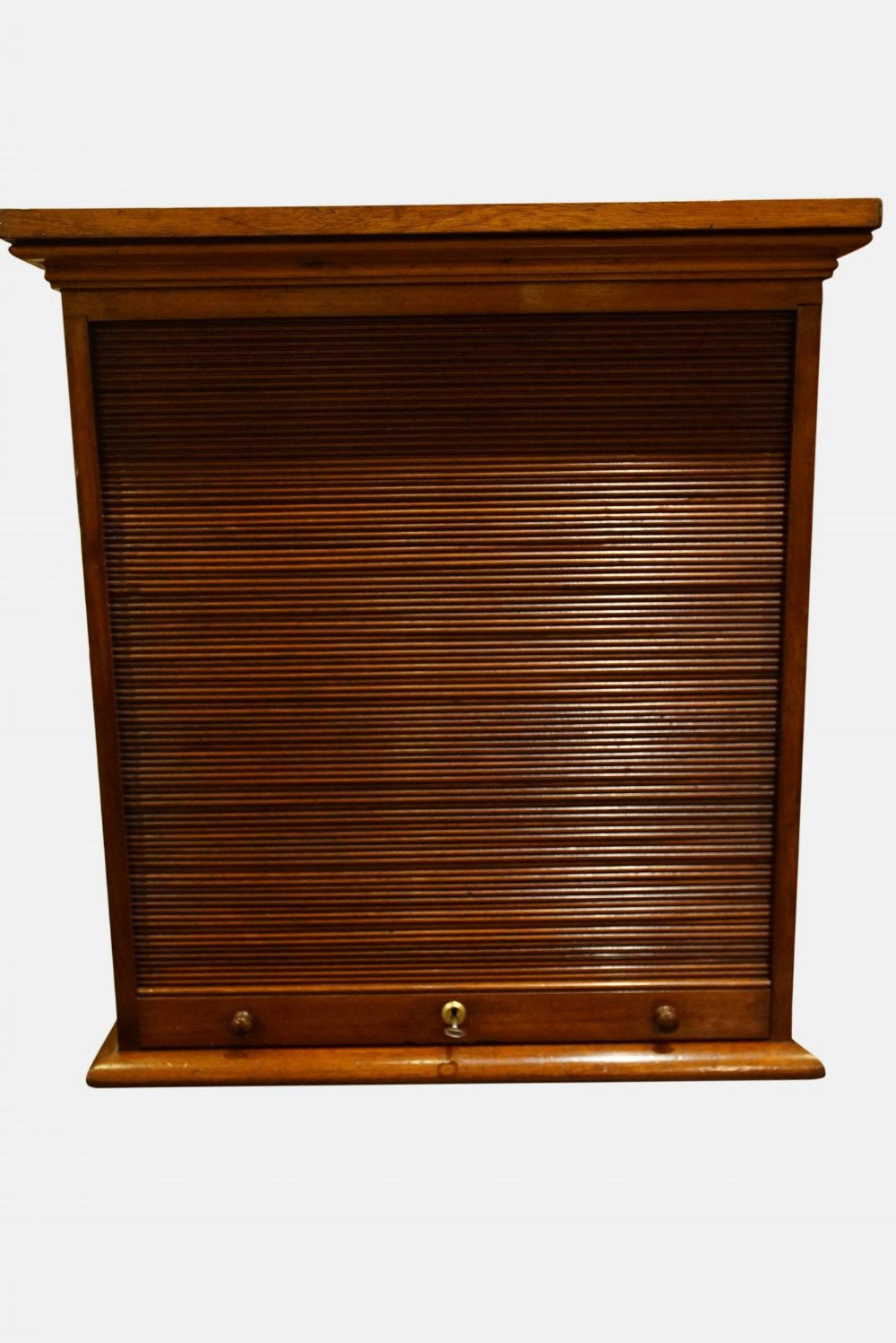 19thC Mahogany Tambour Fronted Wall Cabinet