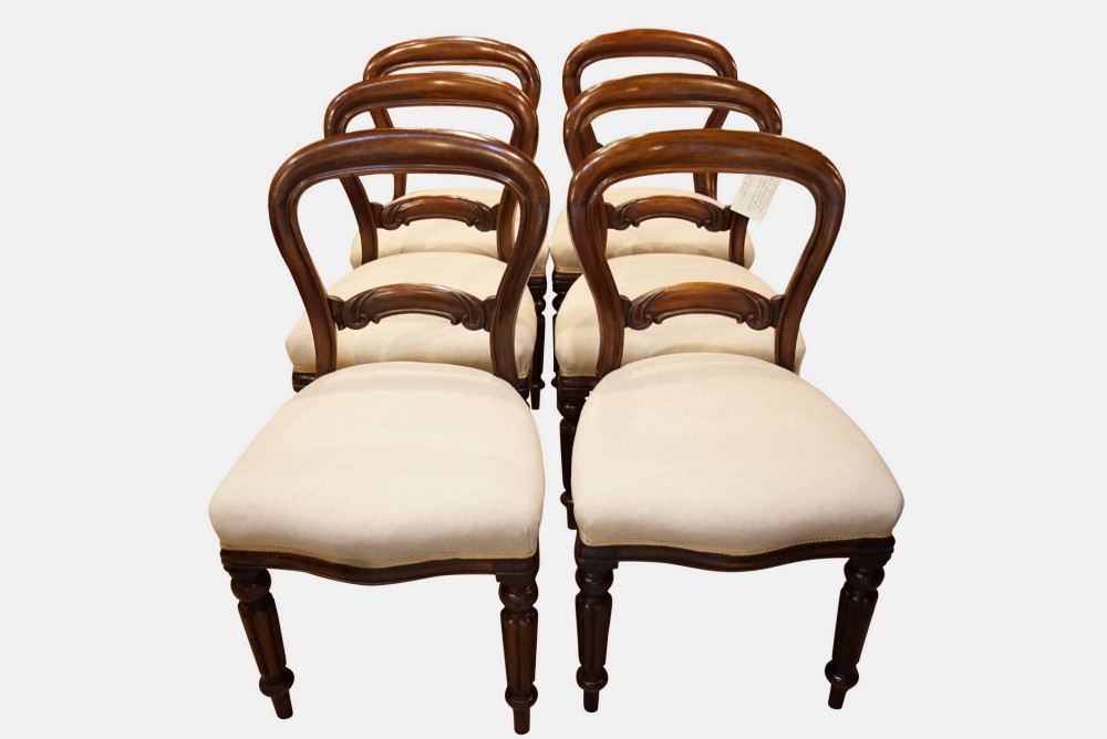 Set of Six Victorian Mahogany Balloon-Back Dining Chairs
