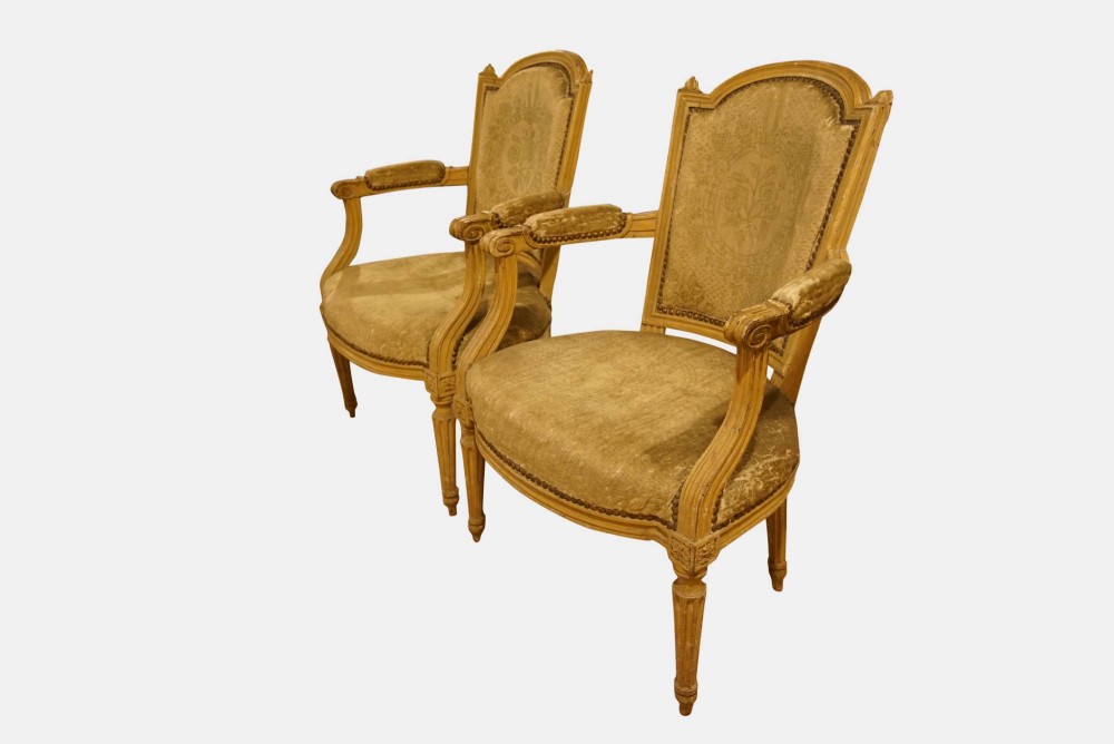 A Pair of 19thC Shabby Chic French Salon Chairs