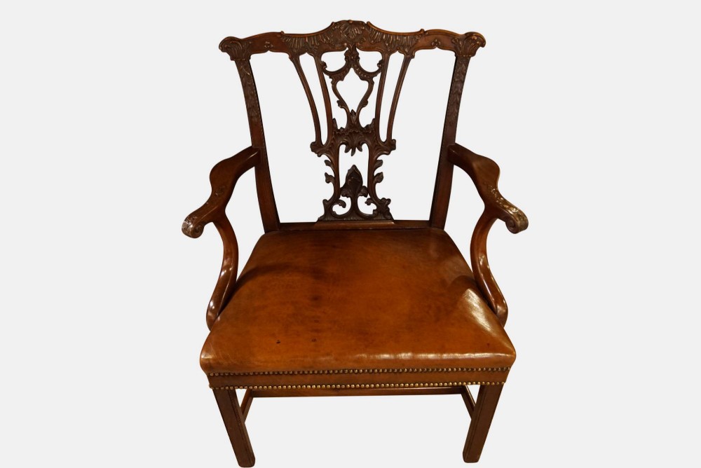 Finely Carved Chippendale Design Desk Chair