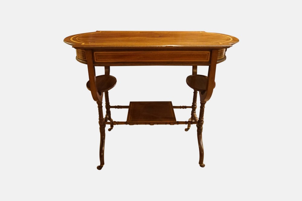 Mahogany & Maple inlaid Work or Occasional Table