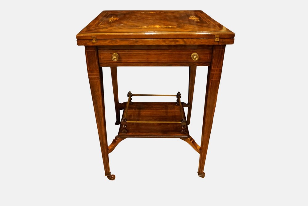 Rosewood & Inlay Envelope Card Table