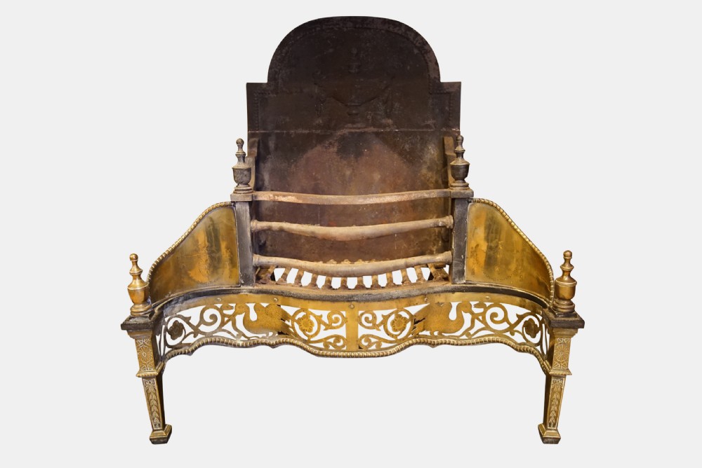 A Brass & Cast Iron Adam Style Fire Basket
