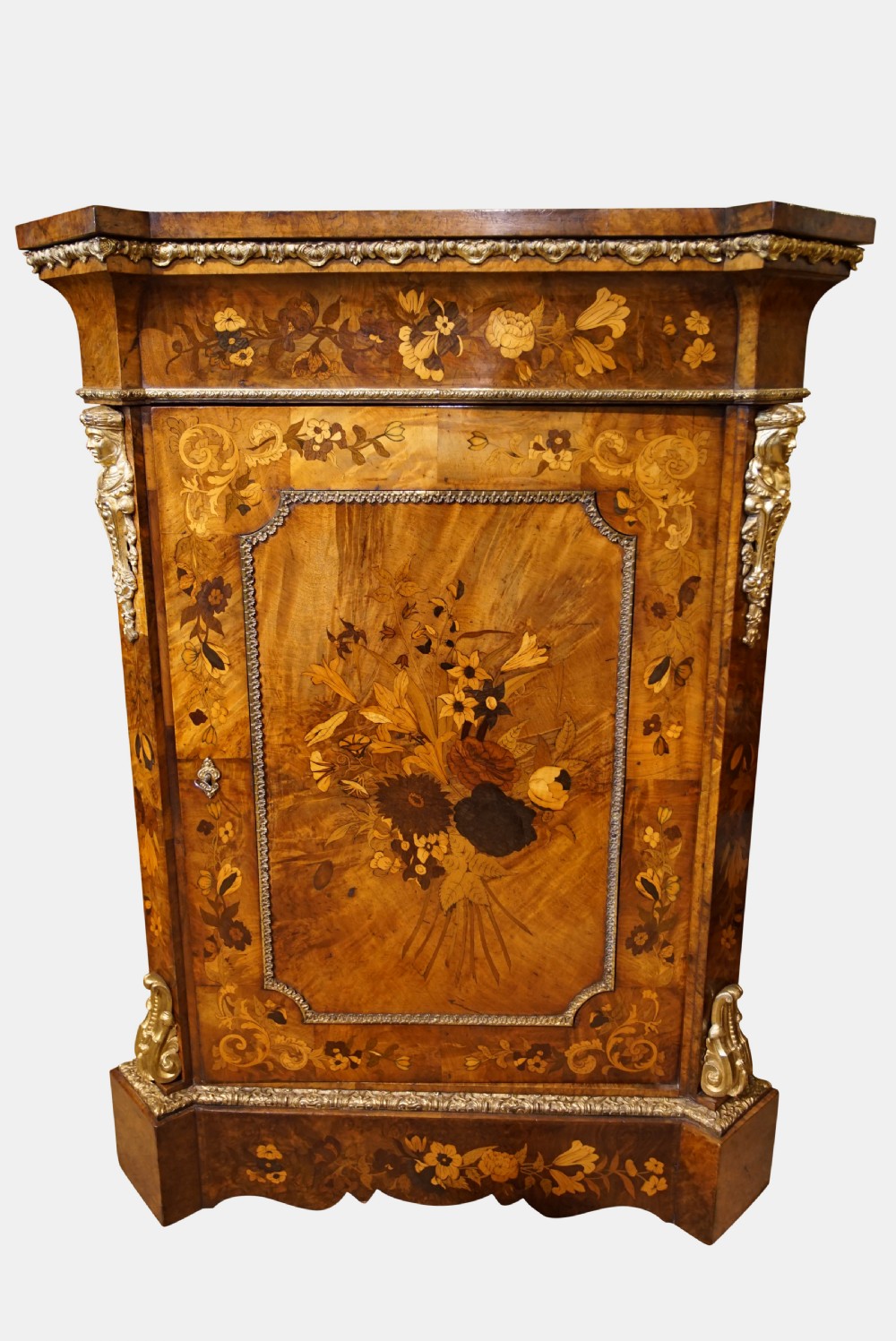 Walnut Amboyna & Marquetry Pier Cabinet
