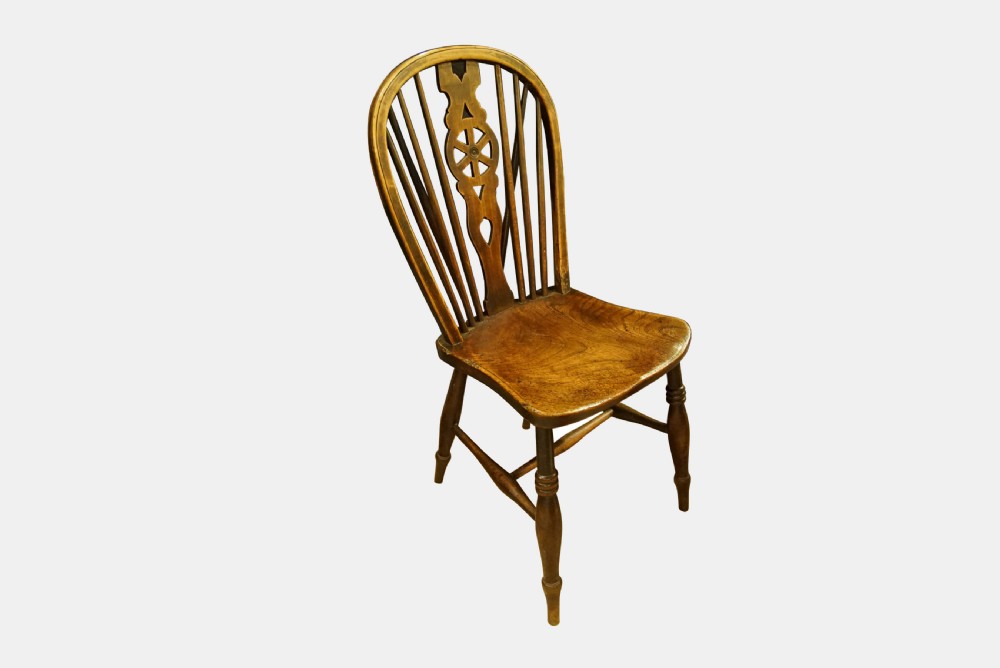 4 Antique Wheel Back Chairs View II