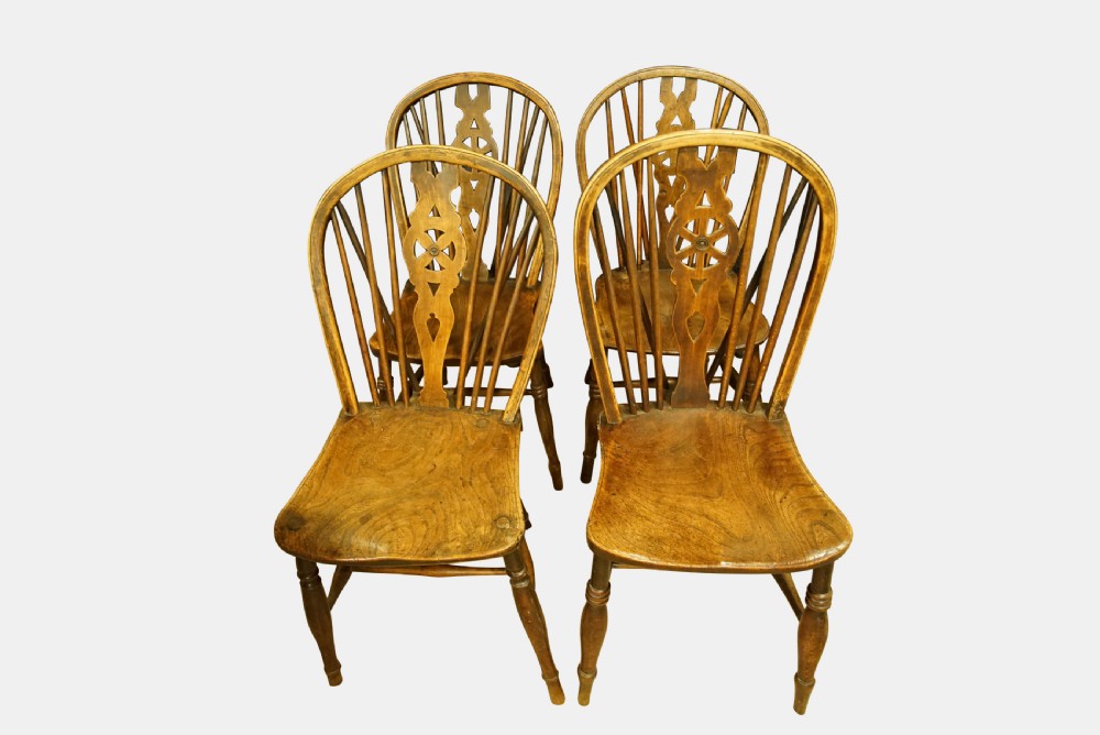 4 Antique Wheel Back Chairs