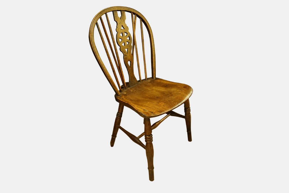 4 Antique Wheel Back Chairs View V