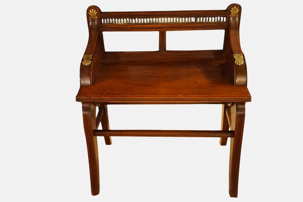 Walnut & Brass Mounted Window Seat