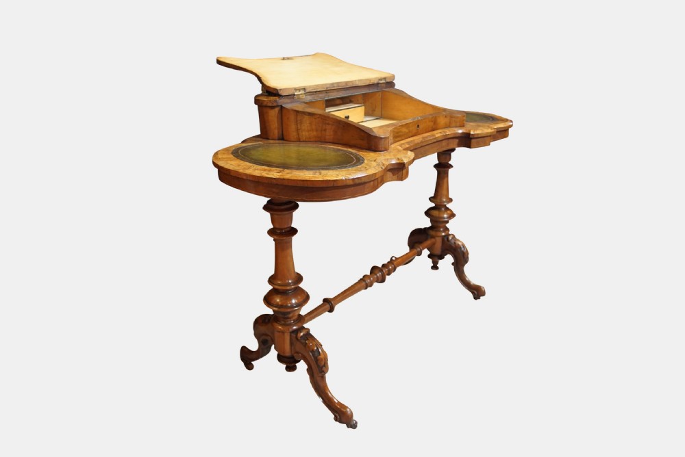 Victorian Inlaid Walnut Kidney-Shaped Desk View III