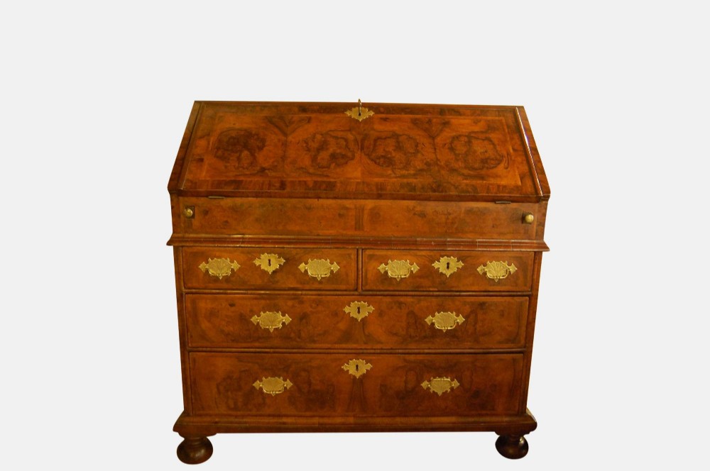 Queen Anne Walnut and Feather Banded Bureau

