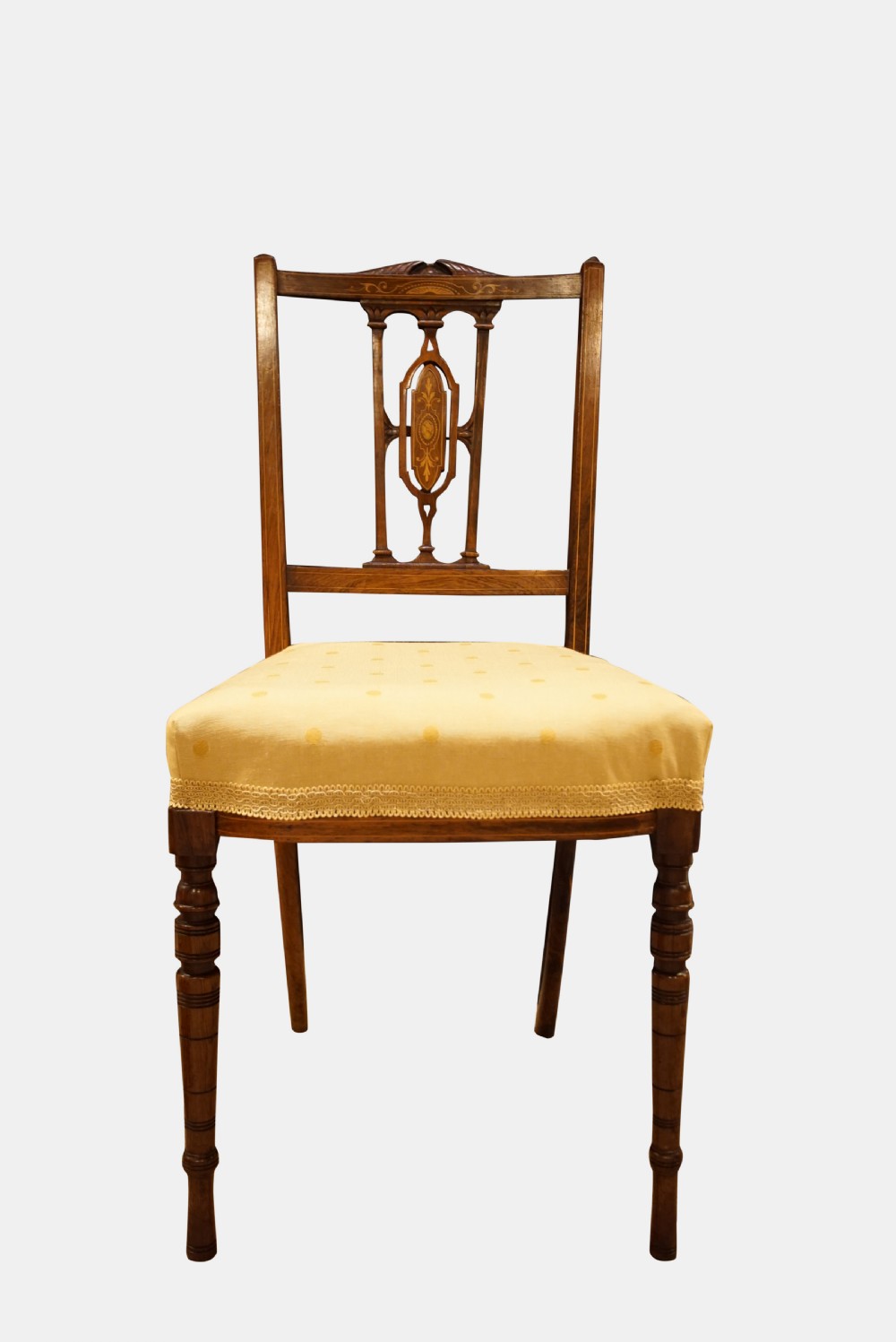  Pair of Edwardian Rosewood inlaid Hall Chairs View III