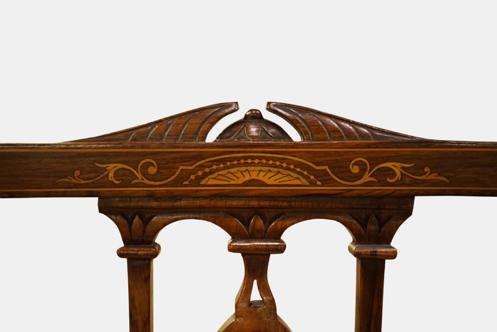  Pair of Edwardian Rosewood inlaid Hall Chairs View IV