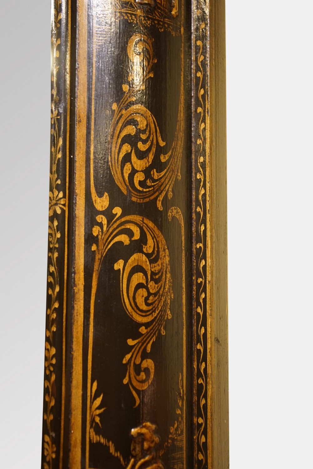 
Antique Queen Anne Style Black and Gold Japanned Mirror View III