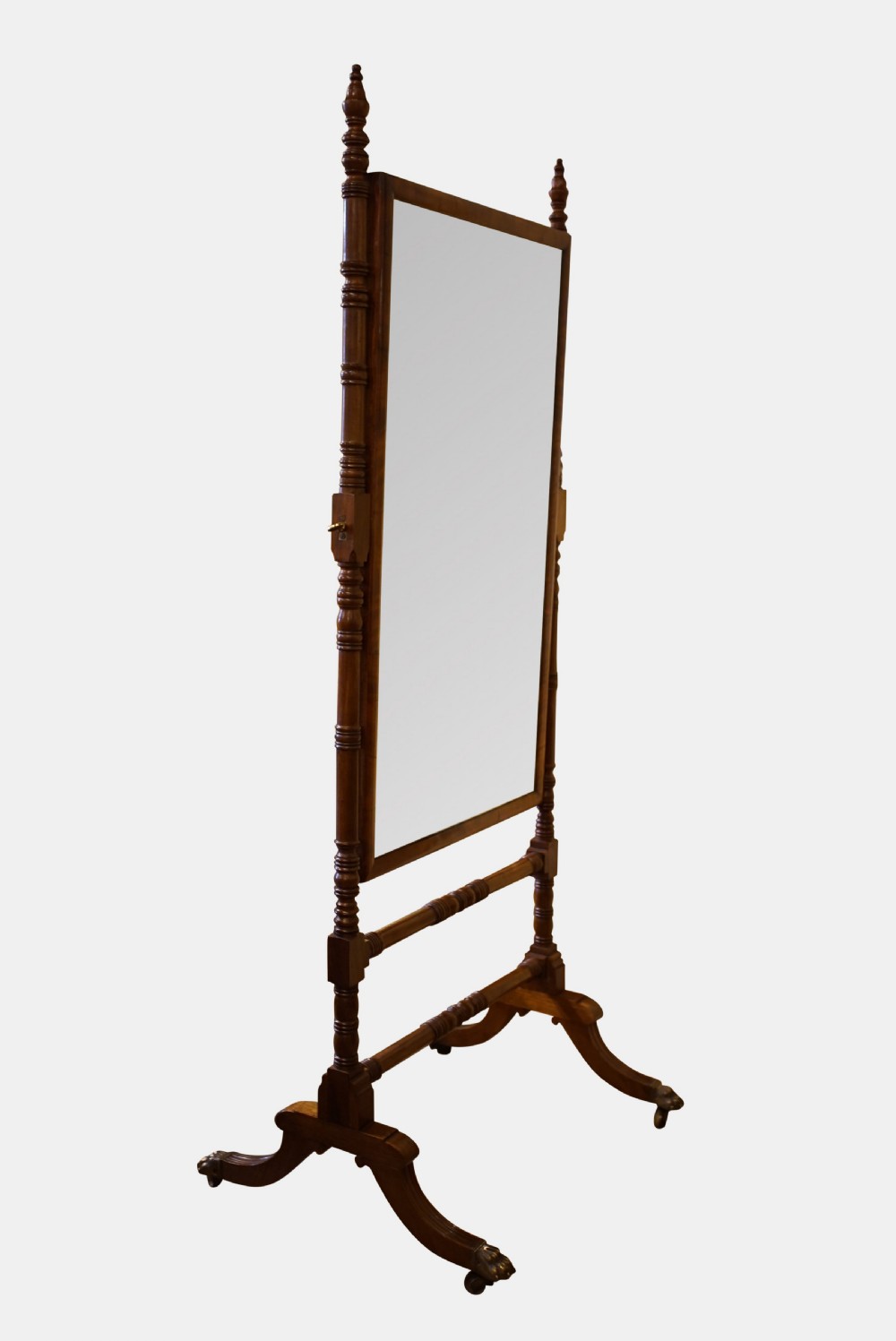 Fine Regency Mahogany Cheval Mirror View II