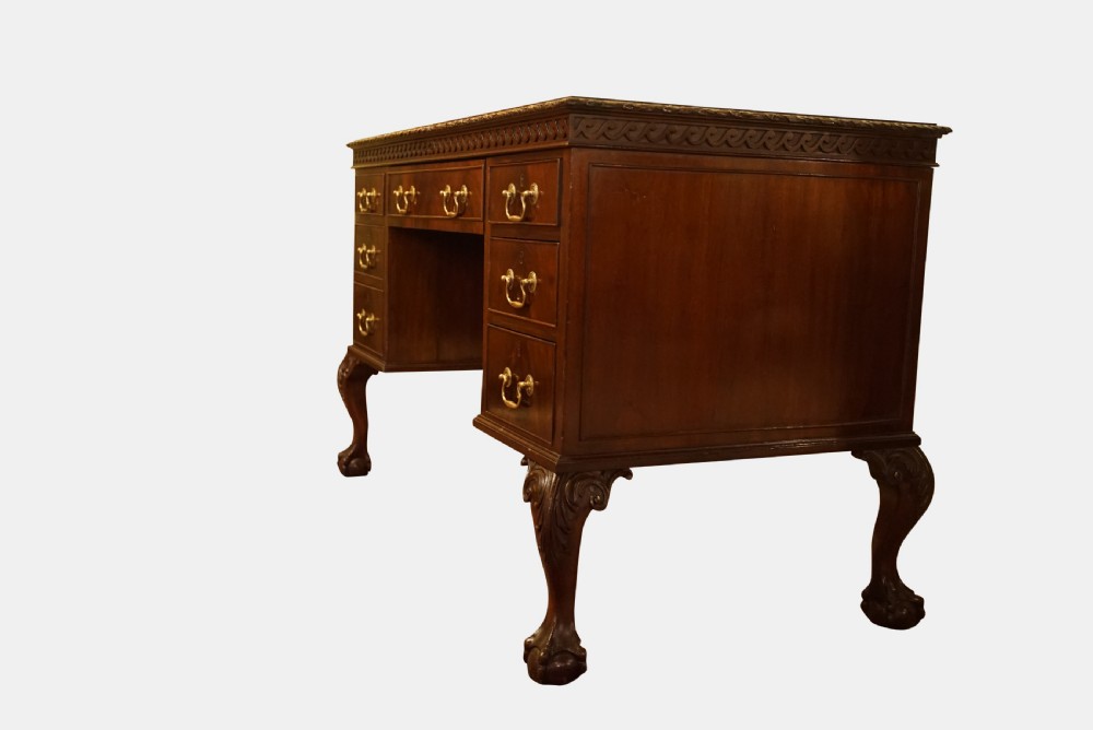 An Edwardian Chippendale Revival Kneehole Writing Table View III