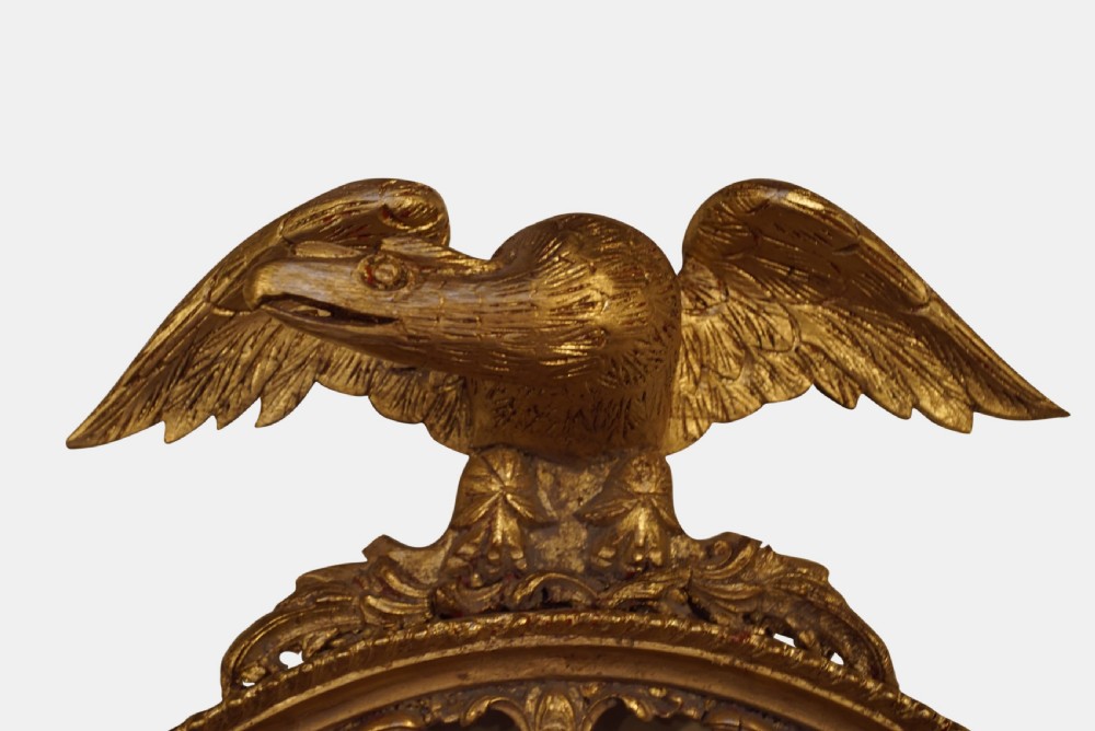 9thC Oval Gilt Mirror with Decorative Border & Eagle Surmount View II