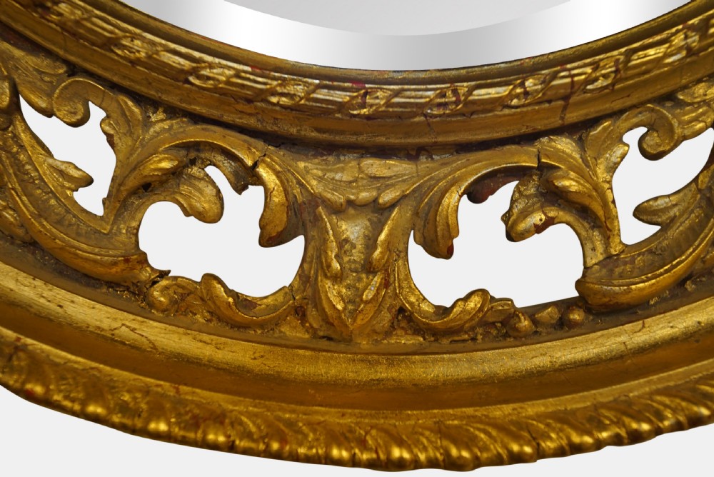 9thC Oval Gilt Mirror with Decorative Border & Eagle Surmount View III