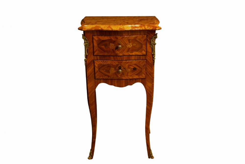 A Pair of French Marble Topped Bedside Tables View II