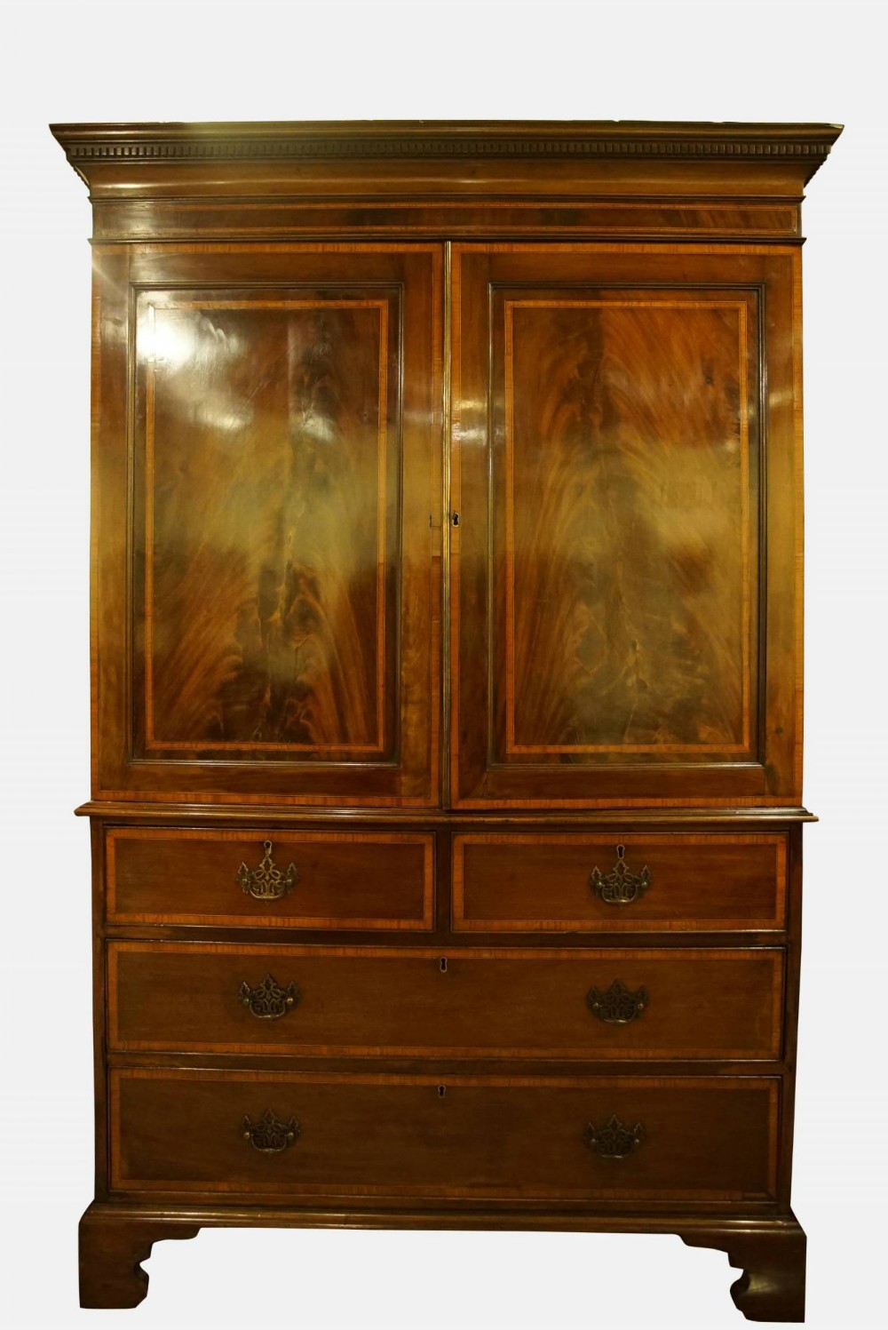 Late 19thC Mahogany & Inlaid Linen