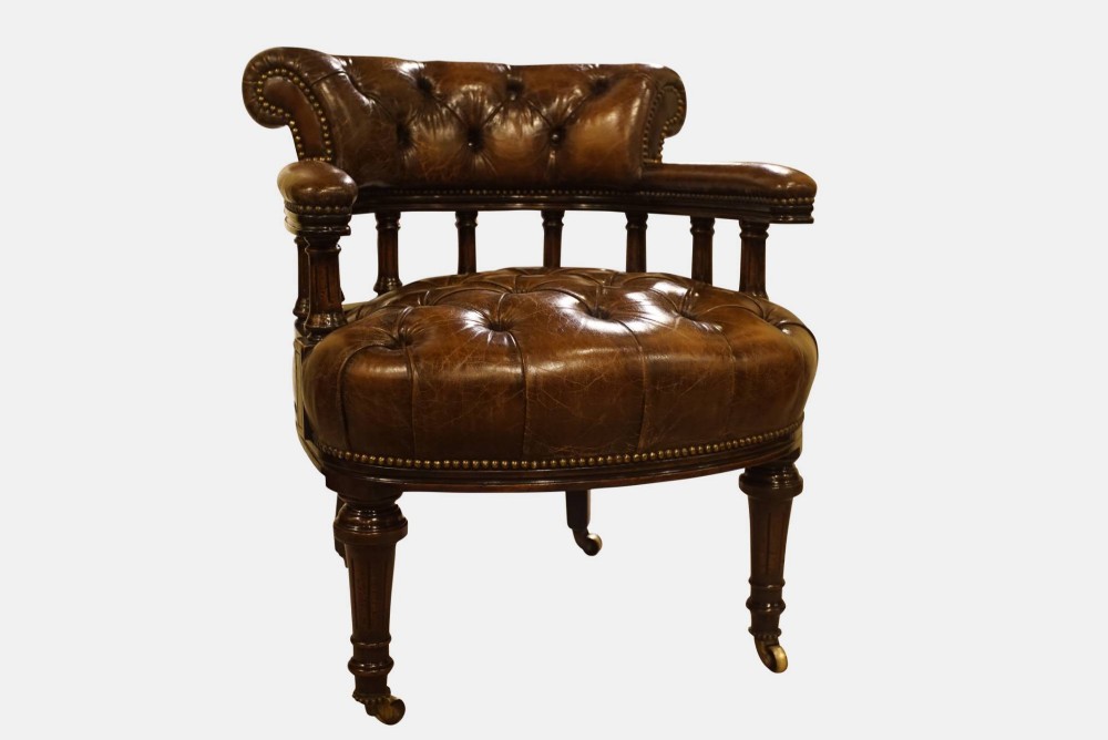 A Leather Captains Desk Chair