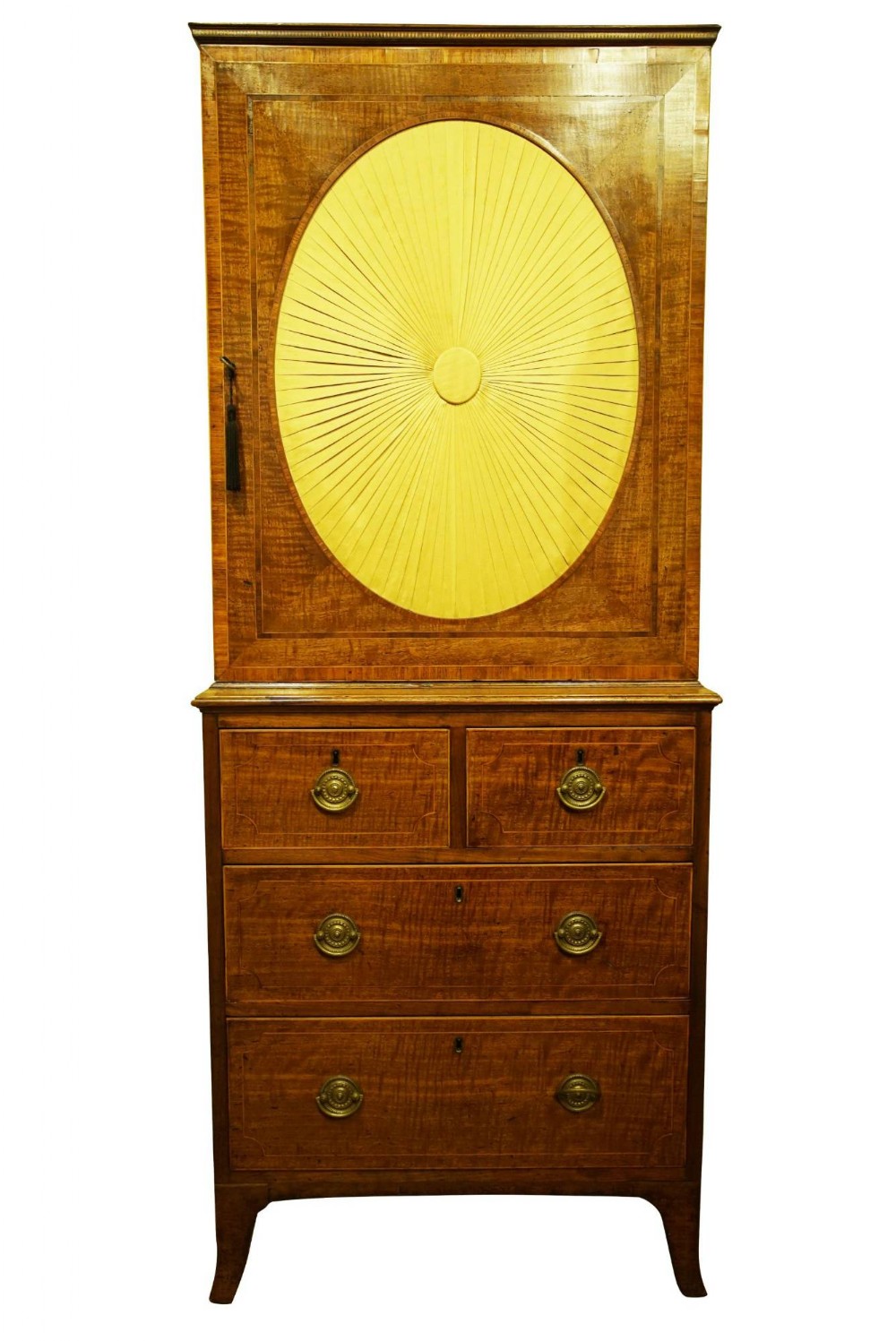 George III Sheraton Period Fiddleback Cabinet